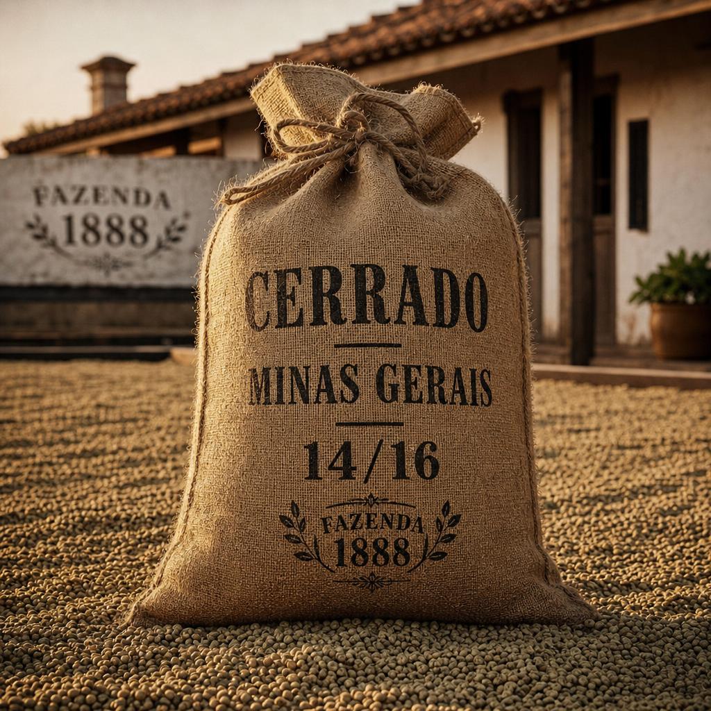 Cerrado Screen 14/16 coffee sack on drying patio